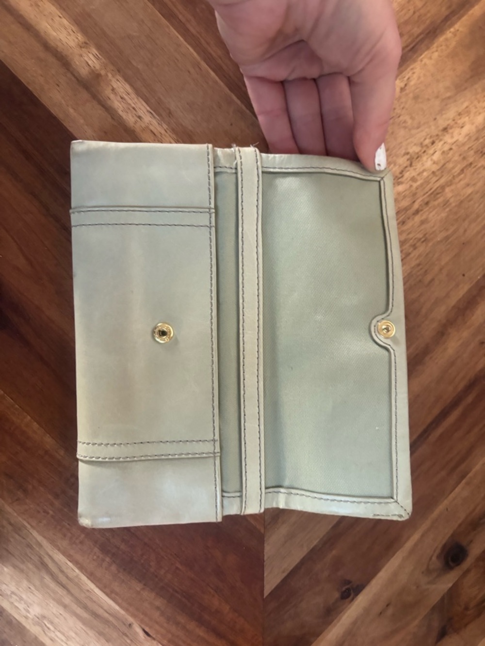 Fossil Light Gray Leather Wallet Clutch - Picture 2 of 5